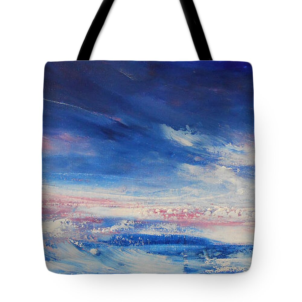 Abstract Tote Bag featuring the painting Roaring Waves by Jane See