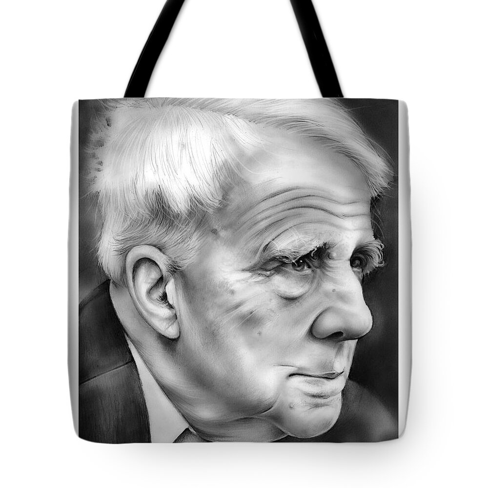 Robert Frost Tote Bag featuring the drawing Robert Frost by Greg Joens
