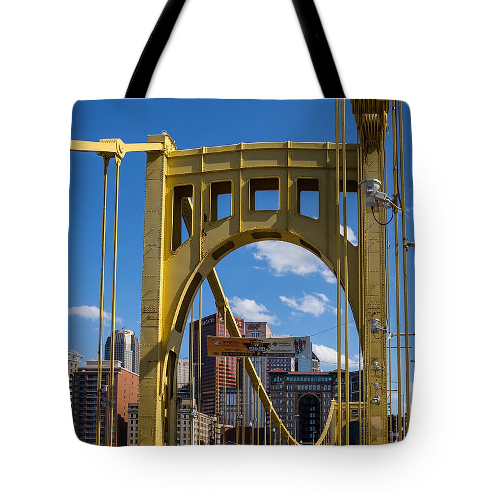Pittsburgh Tote Bag featuring the photograph Roberto Clemente Bridge by Tim Fitzwater