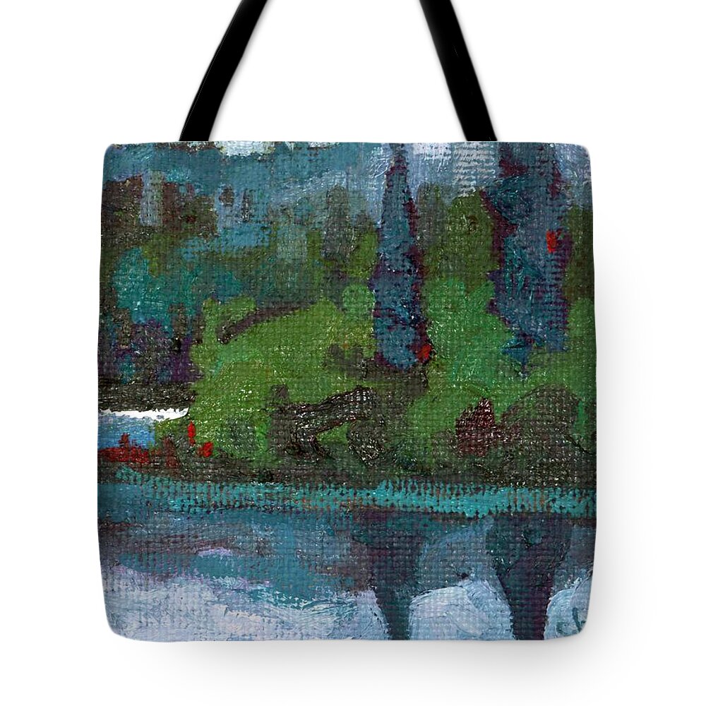 1984 Tote Bag featuring the painting Robinson Lake Point by Phil Chadwick