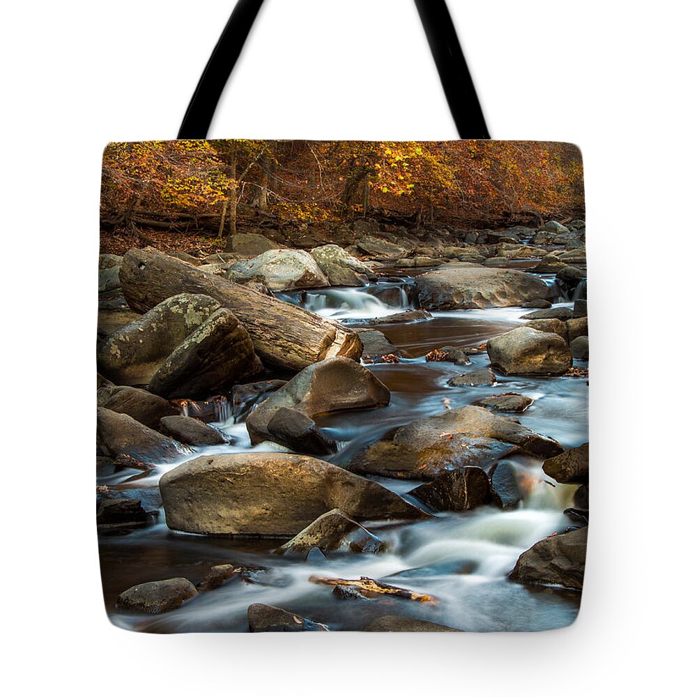 Water Tote Bag featuring the photograph Rock Creek by Ed Clark