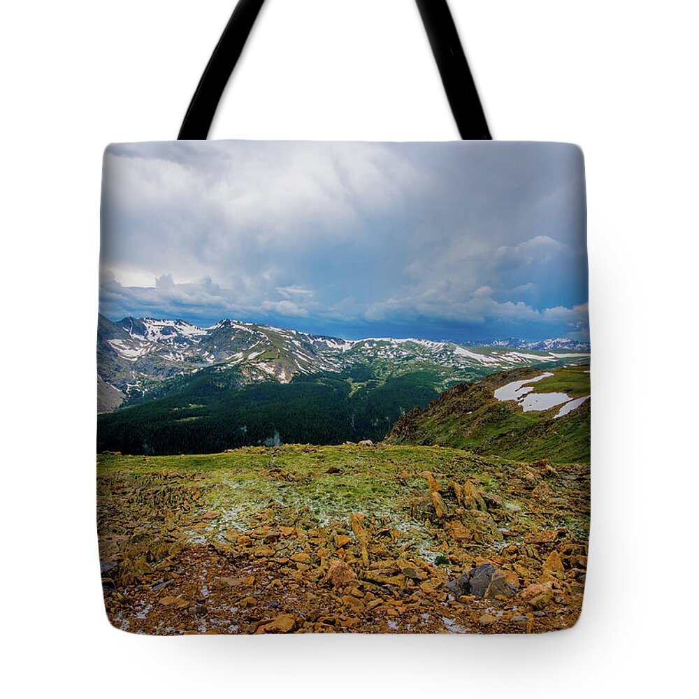 Alpine Tote Bag featuring the photograph Rock Cut Overlook from Trail Ridge Road, Rocky Mountain National Park, Colorado by Tom Potter