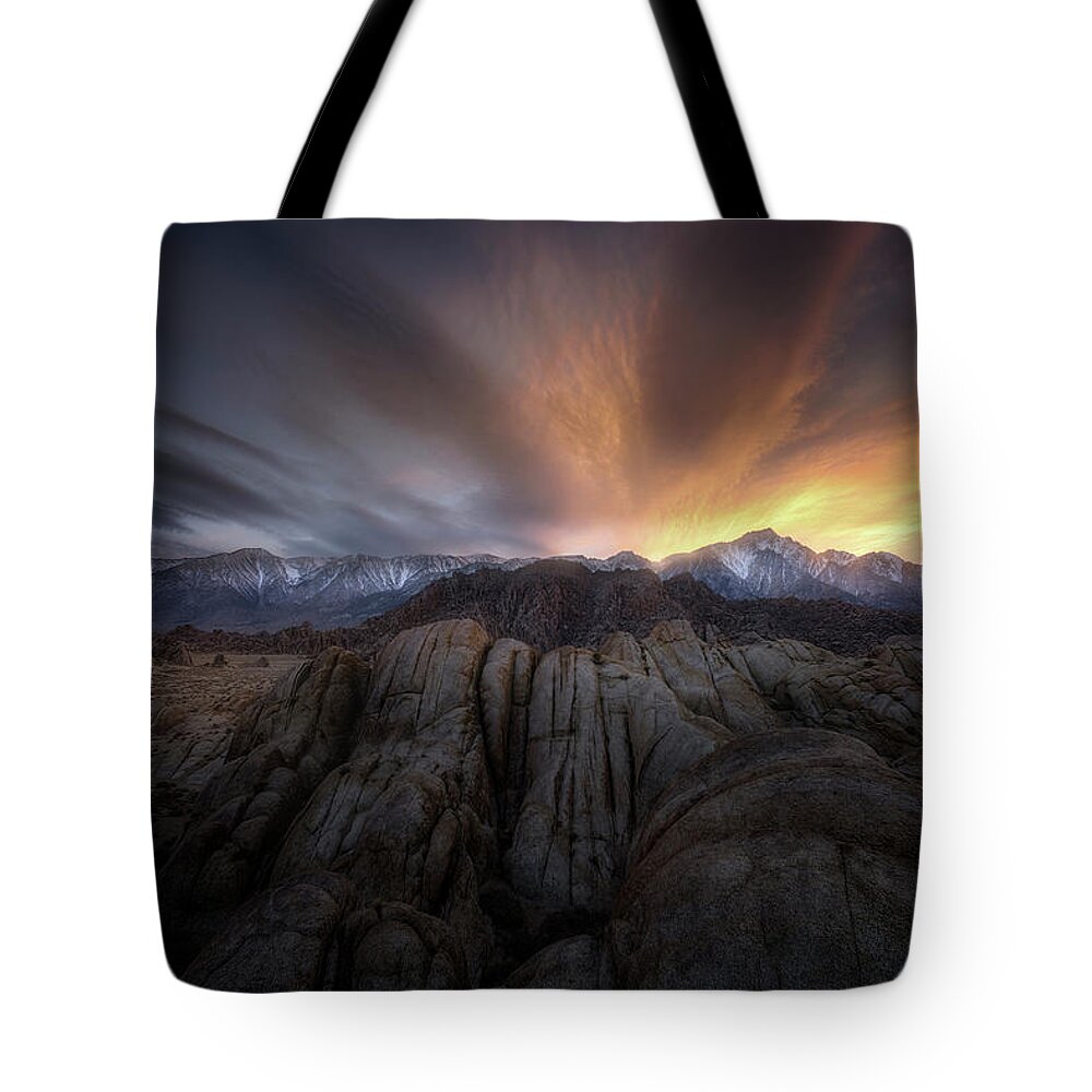 Alabama Hills Tote Bag featuring the photograph Rock Eruption by Nicki Frates