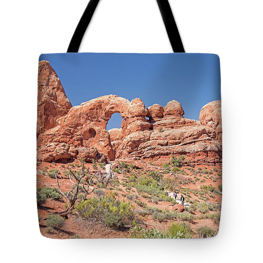 Rock Formation Tote Bag featuring the photograph Rock Formation, Arches National Park, Moab Utah by A Macarthur Gurmankin