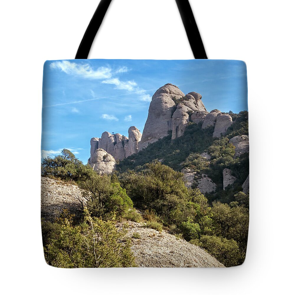 Montserrat Tote Bag featuring the photograph Rock Formations Montserrat Spain II by Joan Carroll