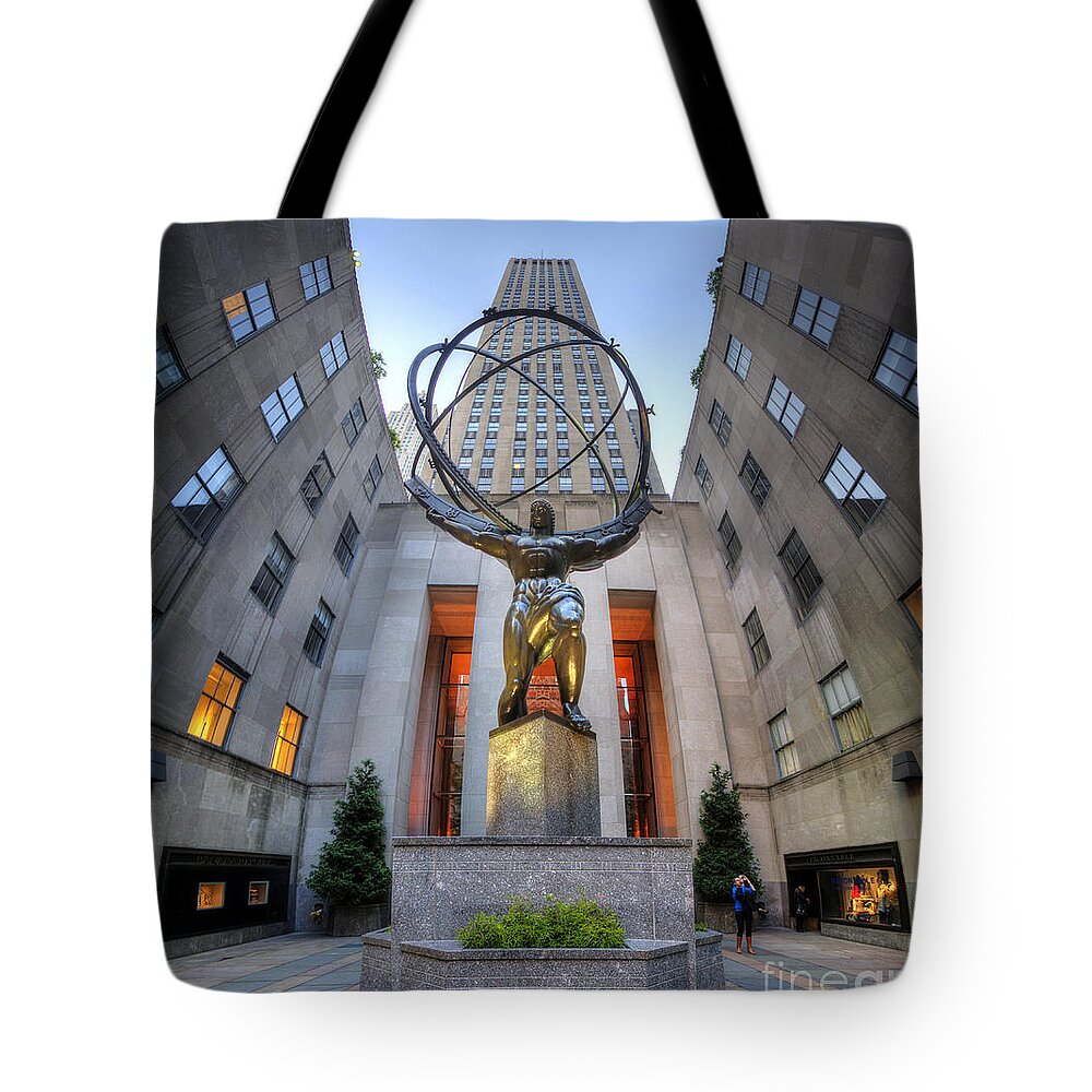 Art Tote Bag featuring the photograph Rockefeller Centre Atlas - NYC - Vertorama by Yhun Suarez