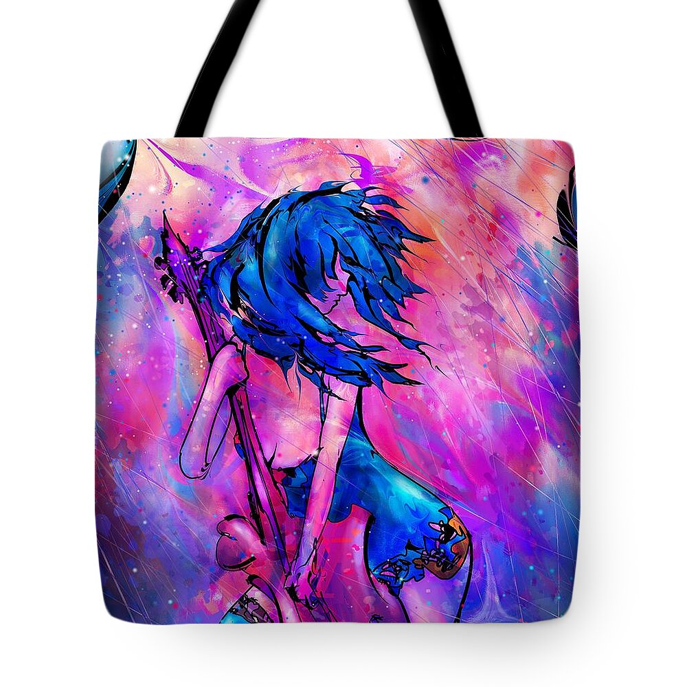 Rock Tote Bag featuring the digital art Rocker Girl by William Russell Nowicki