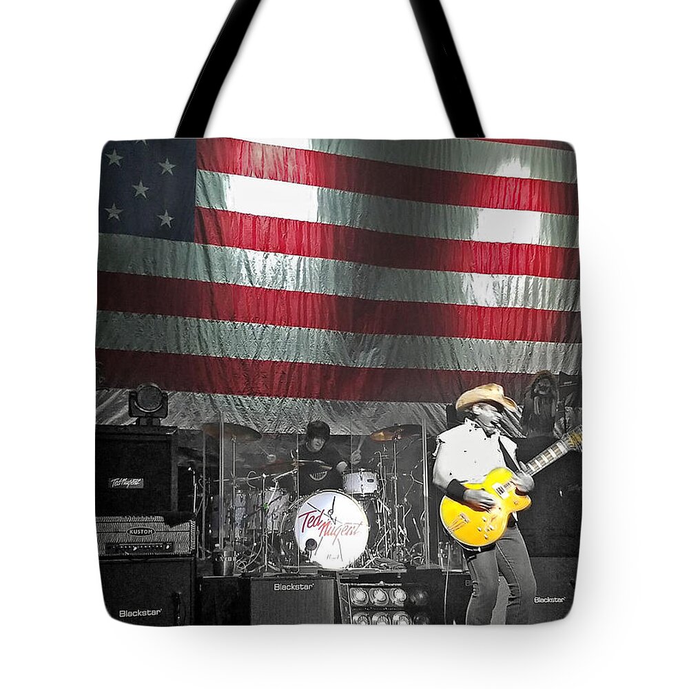 Ted Nugent Tote Bag featuring the photograph Rocking with the Nuge by La Dolce Vita