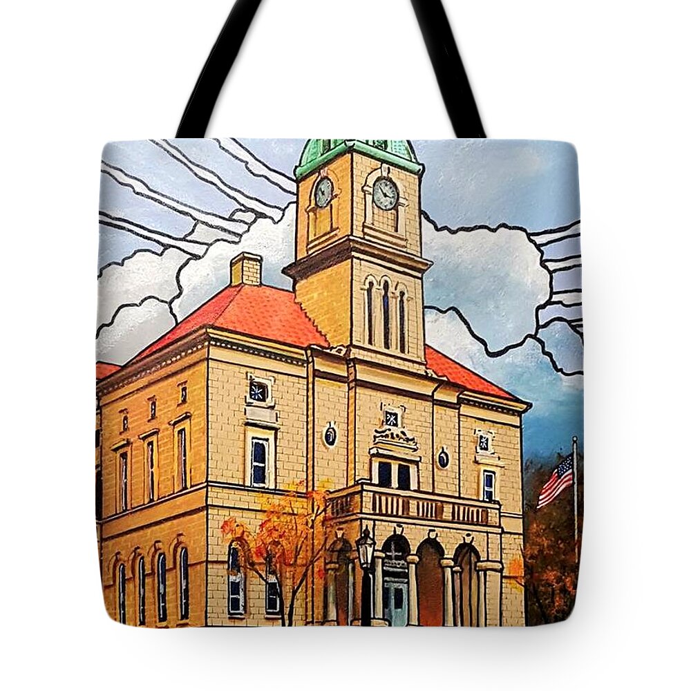 Court Tote Bag featuring the painting Rockingham County Courthouse by Jim Harris