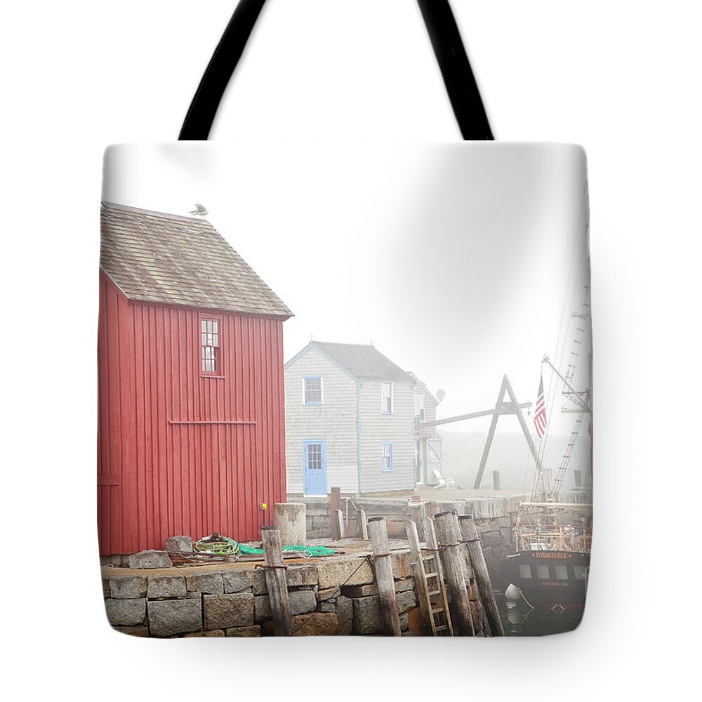Boat Tote Bag featuring the photograph Rockport Fog by Susan Cole Kelly