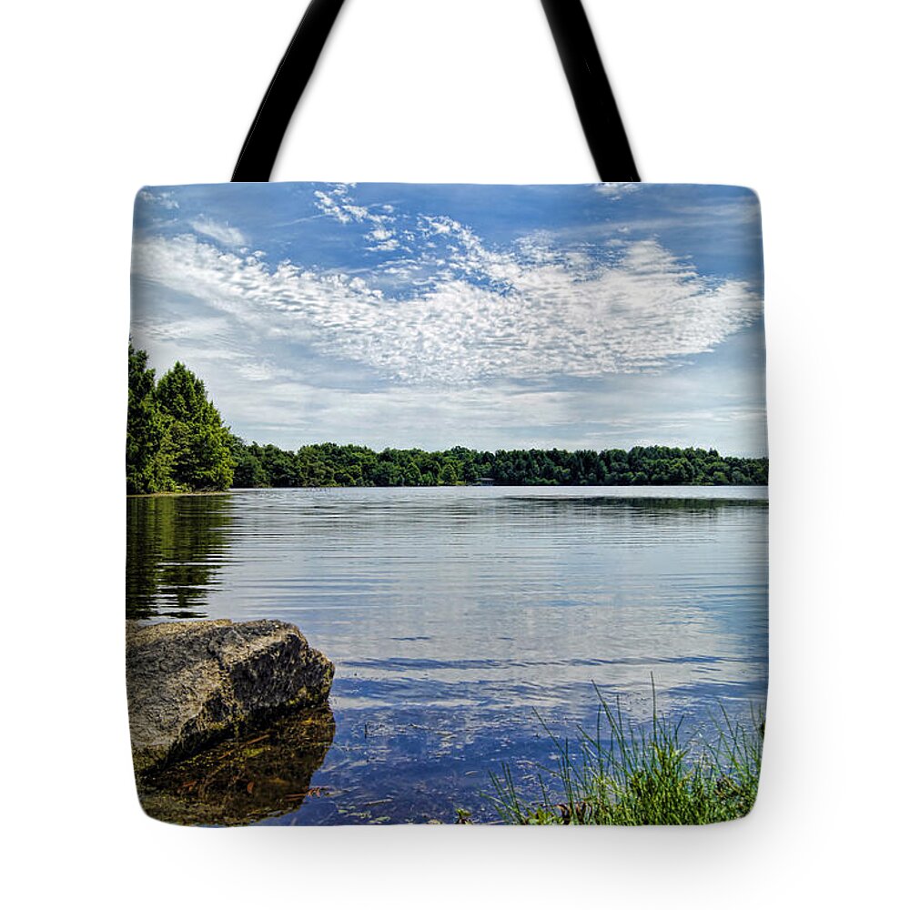 Water Tote Bag featuring the photograph Rocky Fork Lake by Cricket Hackmann