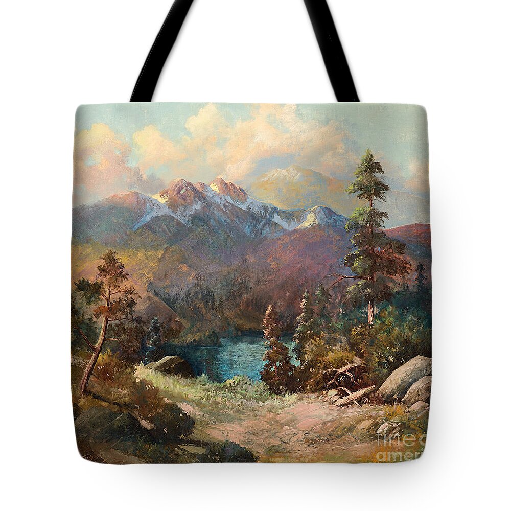 Charles Partridge Adams (1858-1942) Tote Bag featuring the painting Rocky Mountains by Celestial Images