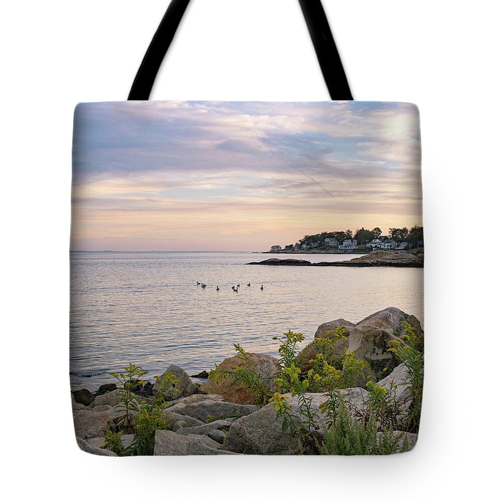 Beach Tote Bag featuring the photograph Rocky Neck State Park blue hour by Marianne Campolongo