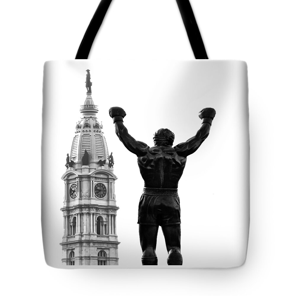 Rocky Tote Bag featuring the photograph Rocky - Philly's Champ by Bill Cannon