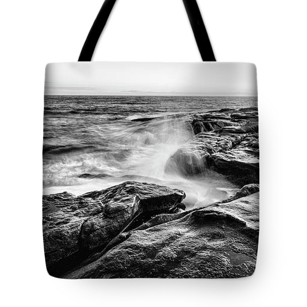 Rocky Shore Of Maine Tote Bag featuring the photograph Rocky Shore Of Maine by Felix Lai
