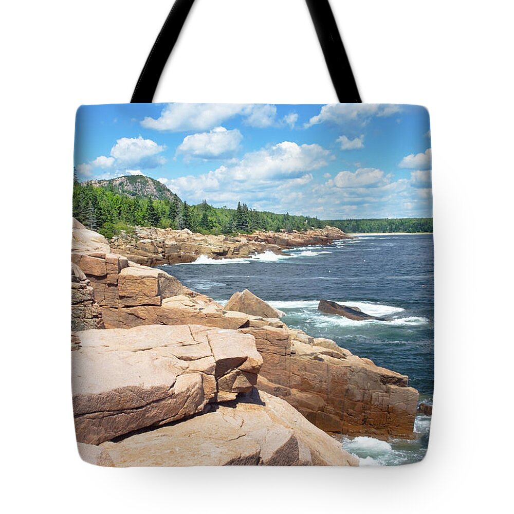 Maine Tote Bag featuring the photograph Rocky Summer Seascape Acadia National Park Photograph by Keith Webber Jr
