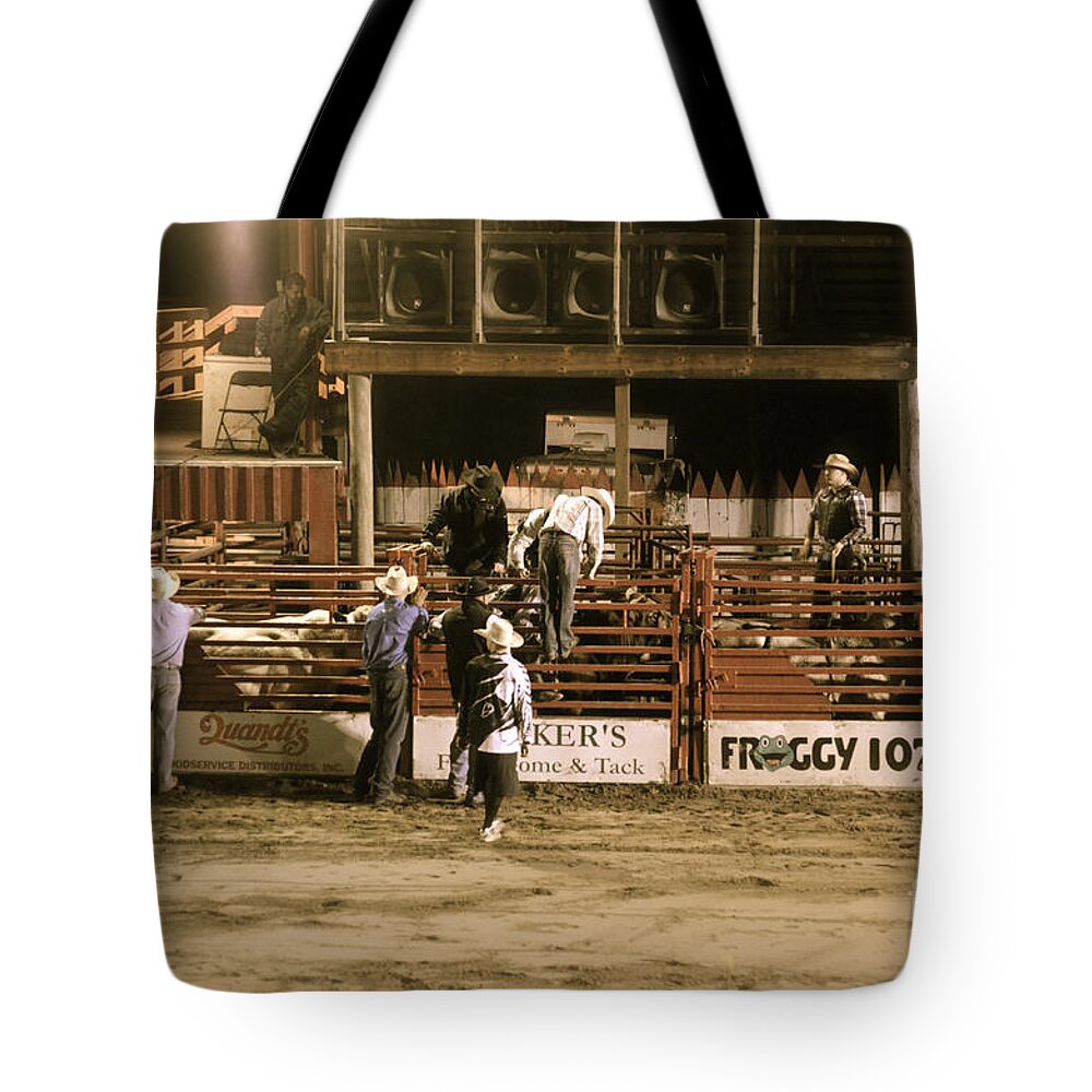 Rodeo Tote Bag featuring the photograph Rodeo Night by Jason Freedman