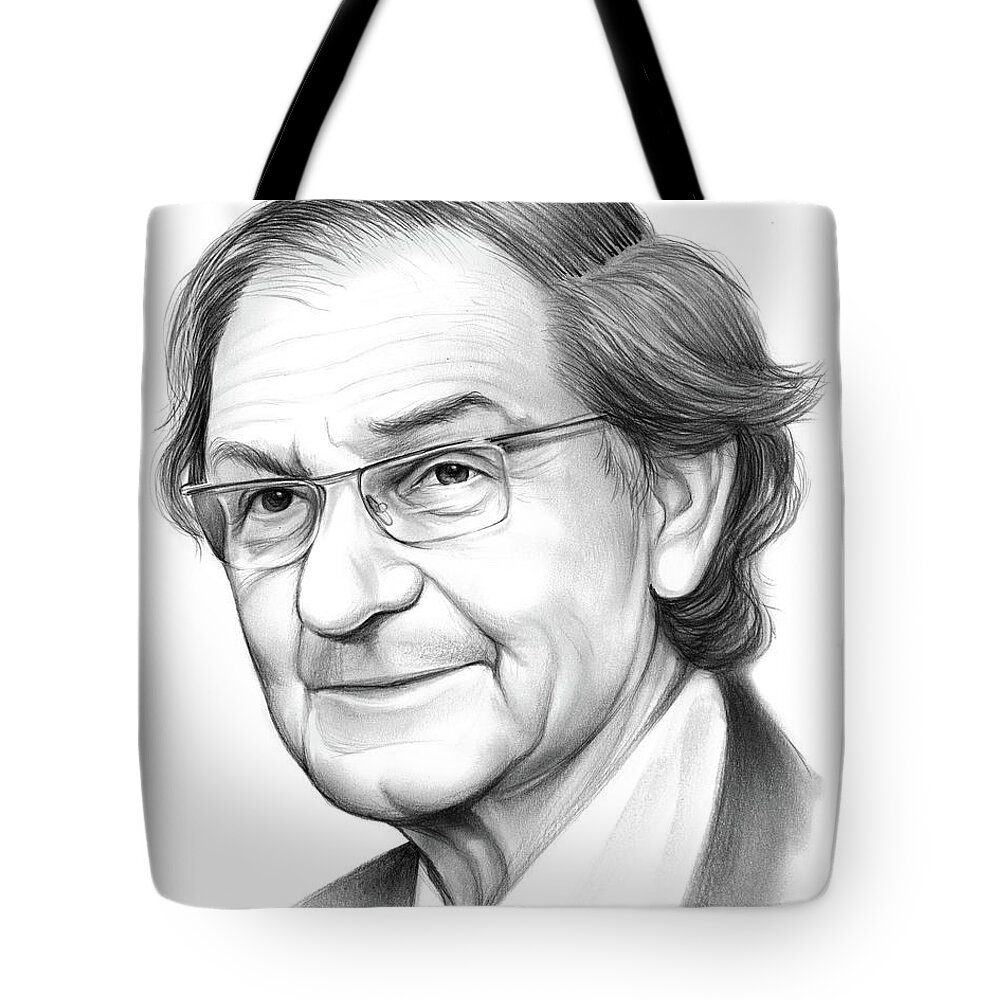 Roger Penrose Tote Bag featuring the drawing Roger Penrose by Greg Joens