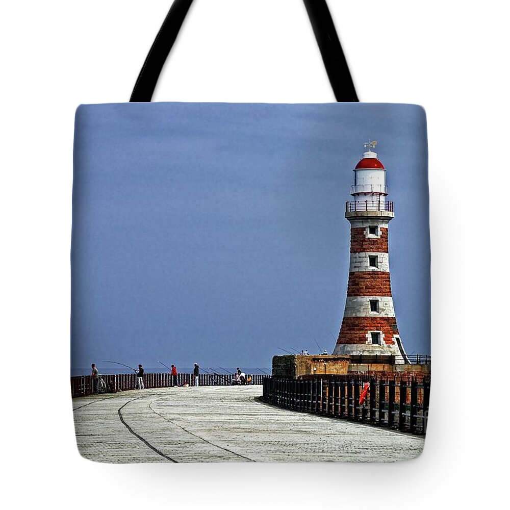 Roker Tote Bag featuring the photograph Roker Lighthouse Sunderland by Martyn Arnold