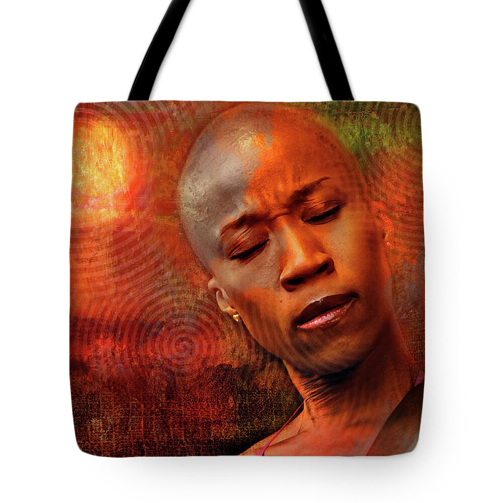 Rokia Traore Tote Bag featuring the mixed media Rokia Traore by Mal Bray