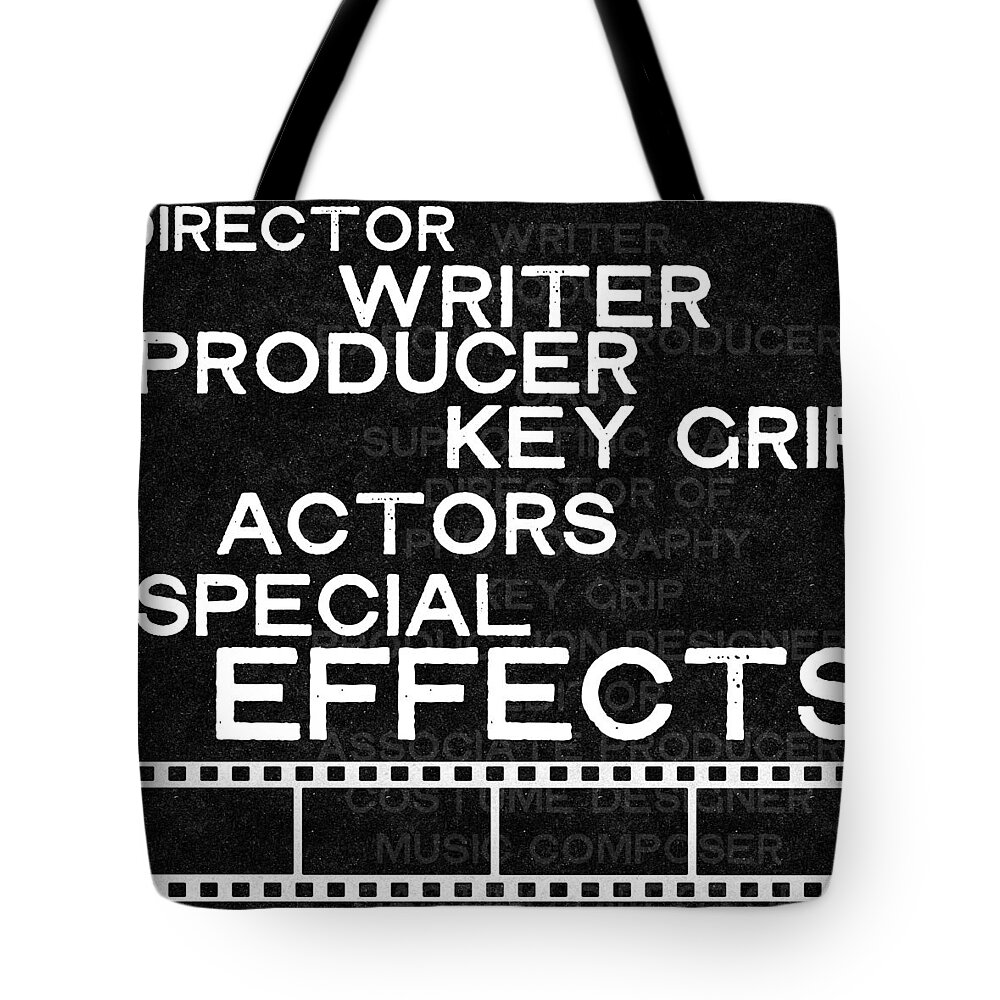 Movies Tote Bag featuring the digital art Roll Credits- Art by Linda Woods by Linda Woods