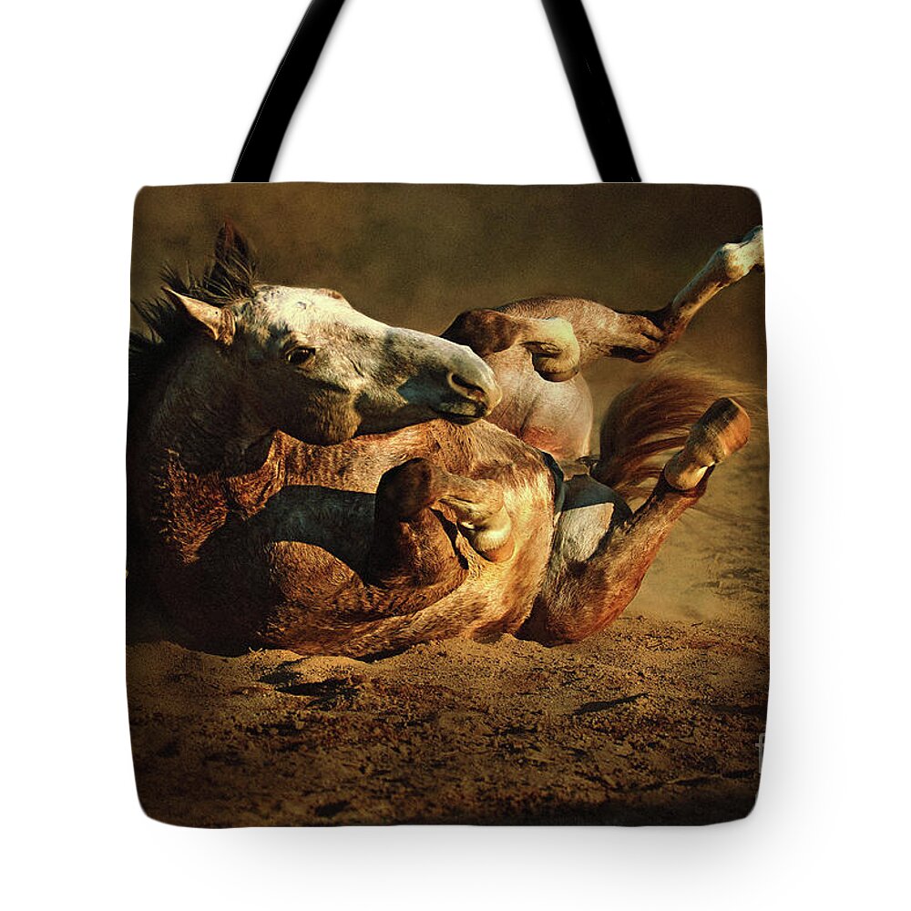 Horse Tote Bag featuring the photograph Rolling Horse by Dimitar Hristov