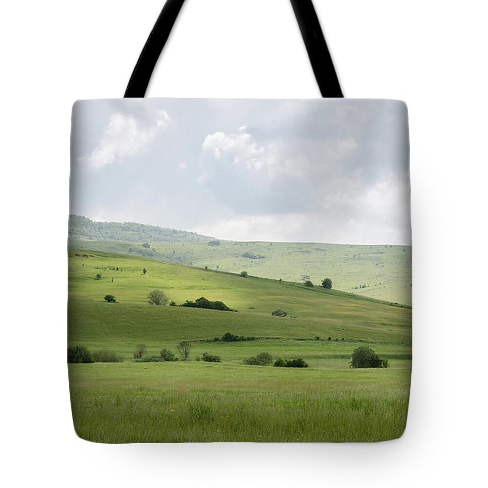 Clouds Tote Bag featuring the photograph Rolling Landscape, Romania by Perry Rodriguez