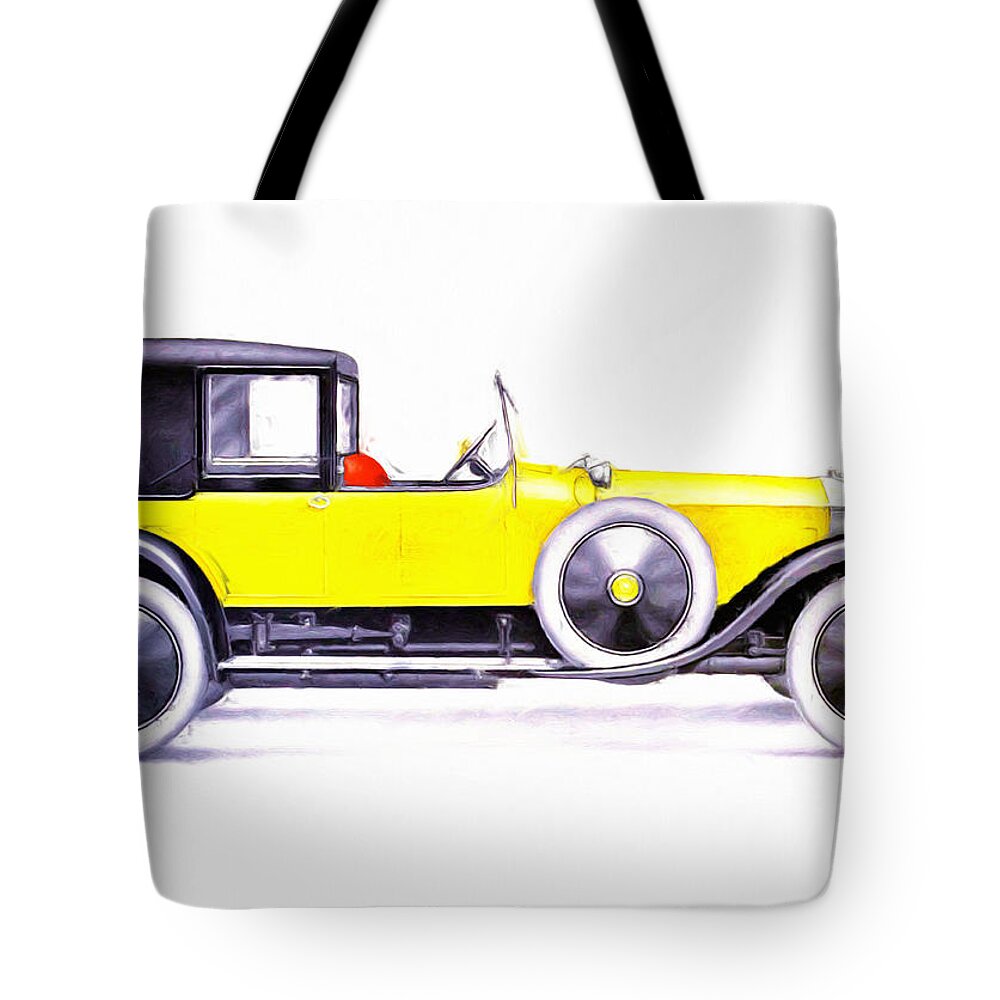 Rolls Tote Bag featuring the mixed media Rolls-Royce Silver Ghost Salamanca Body by Charlie Ross