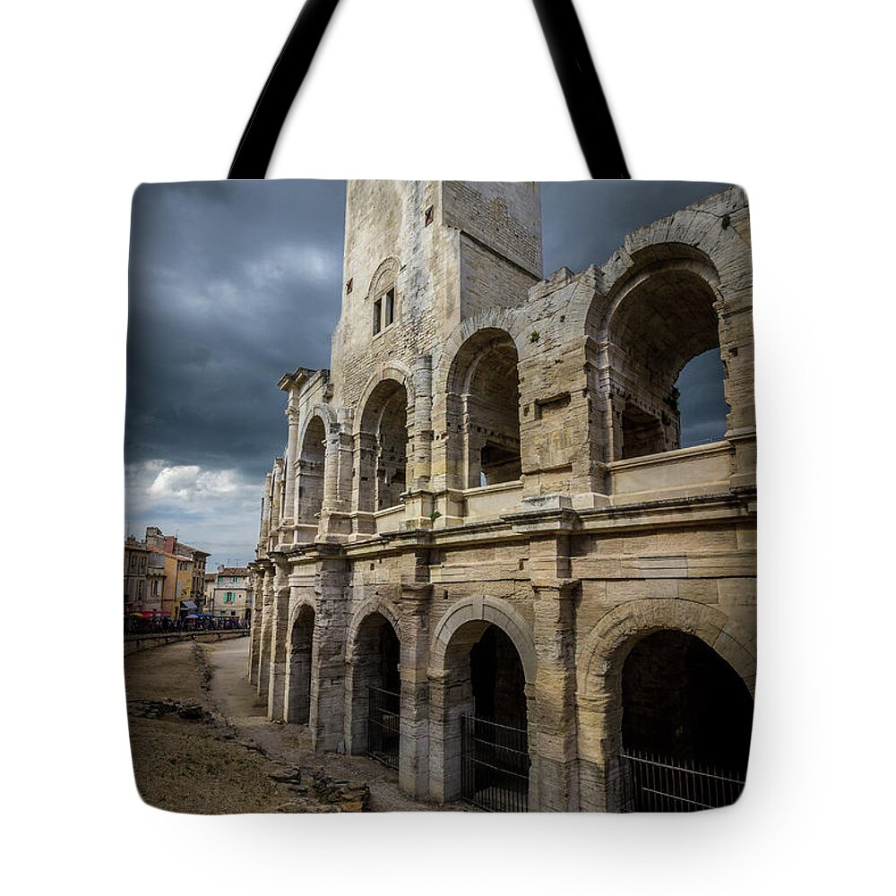 Liesl Walsh Tote Bag featuring the photograph Roman Colosseum in Arles, France by Liesl Walsh