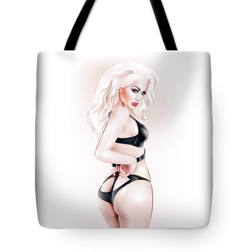 Pin-up Tote Bag featuring the digital art Pin-up #42 by Brian Gibbs