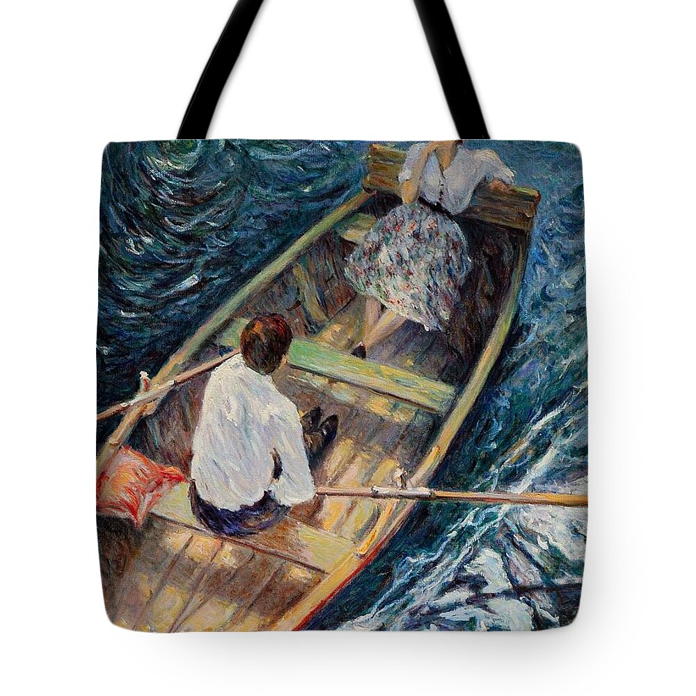 Dordogne Tote Bag featuring the painting Dordogne , Beynac-et-Cazenac , France ,romantic boat trip by Pierre Dijk