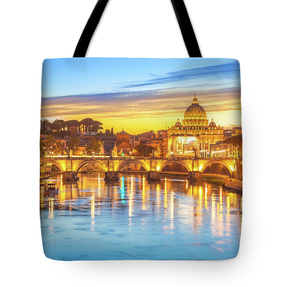 Rome Tote Bag featuring the photograph Rome at twilight by Benny Marty