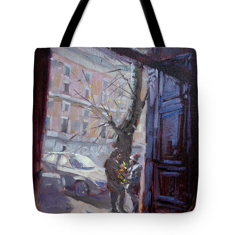 Rome Tote Bag featuring the painting Rome, Happy Valentine's Day by Ylli Haruni