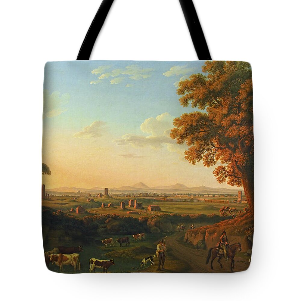 18th Century Art Tote Bag featuring the painting Rome from Via Appia by Jacob Philipp Hackert