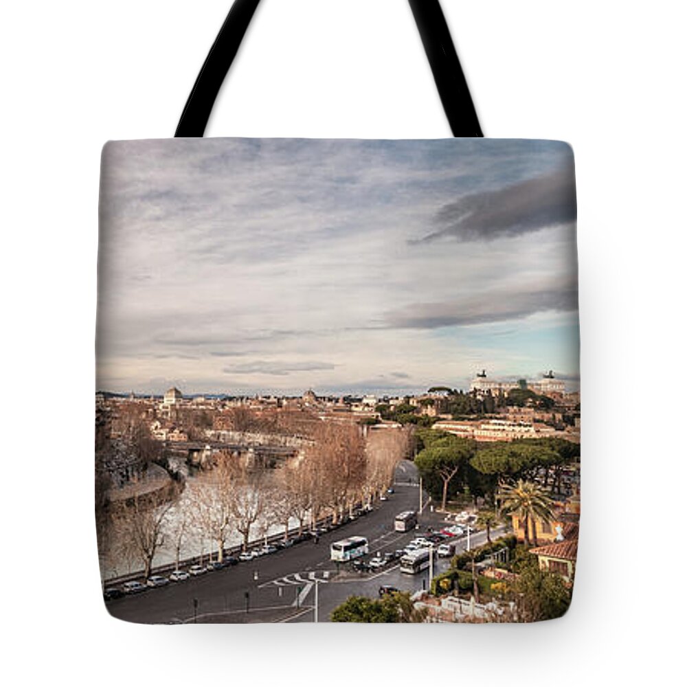 Rome Tote Bag featuring the photograph Rome - panorama by Sergey Simanovsky