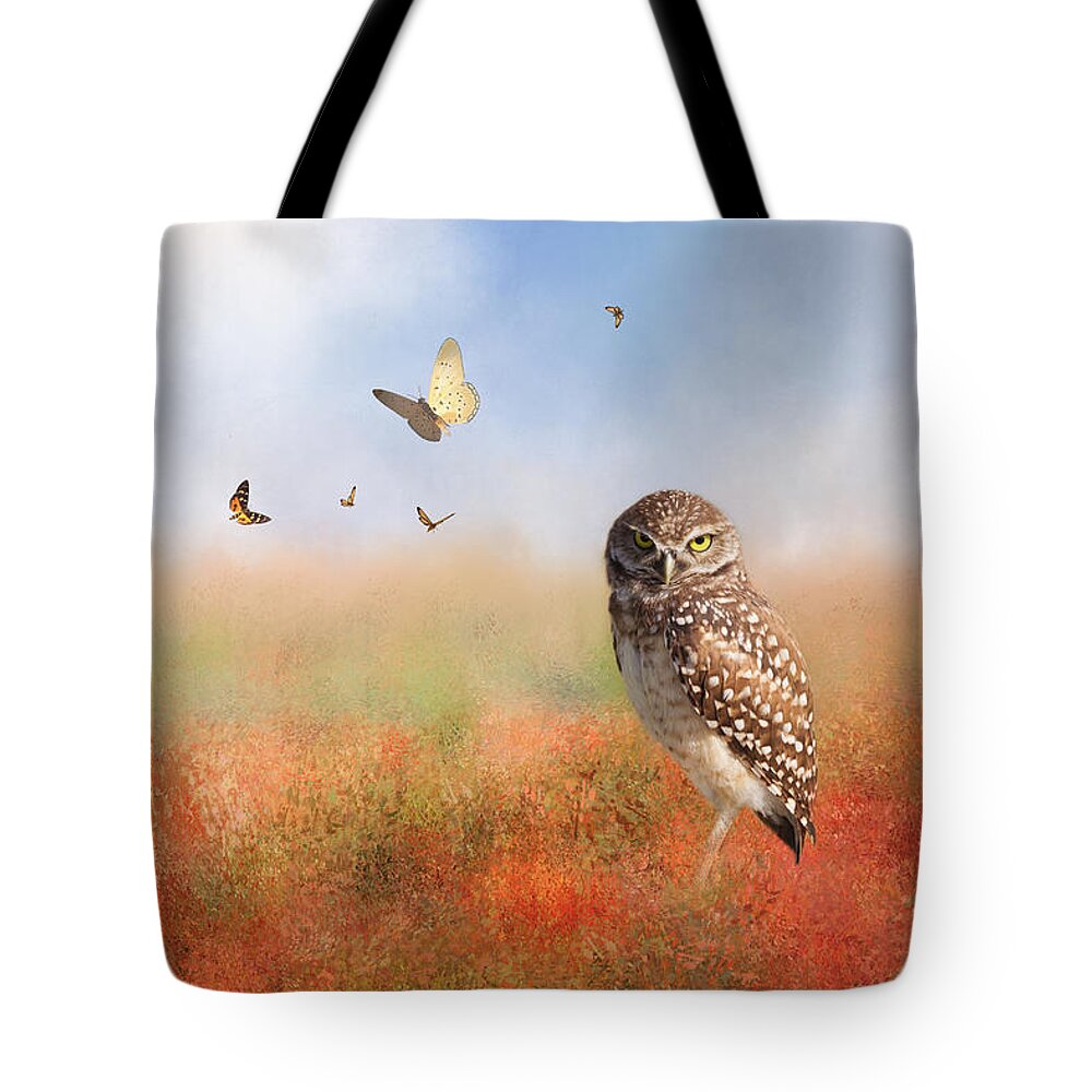 Owl Tote Bag featuring the photograph Romping In The Poppy Field by Kim Hojnacki