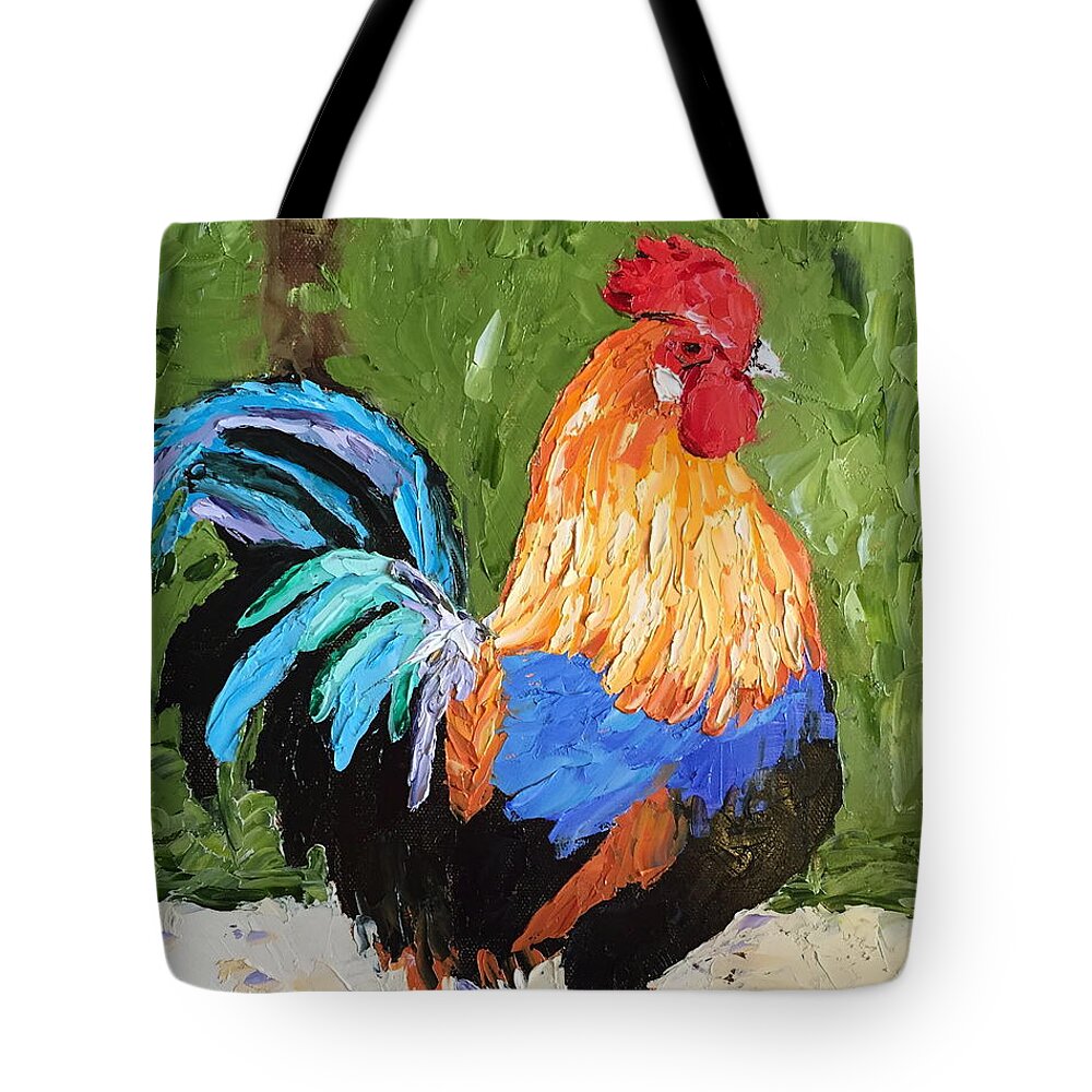 Rooster Tote Bag featuring the painting Rooster Blues by Glenda Grubbs