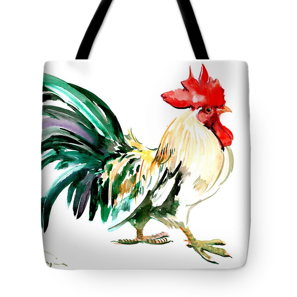 Rooster Tote Bag featuring the painting Rooster by Suren Nersisyan
