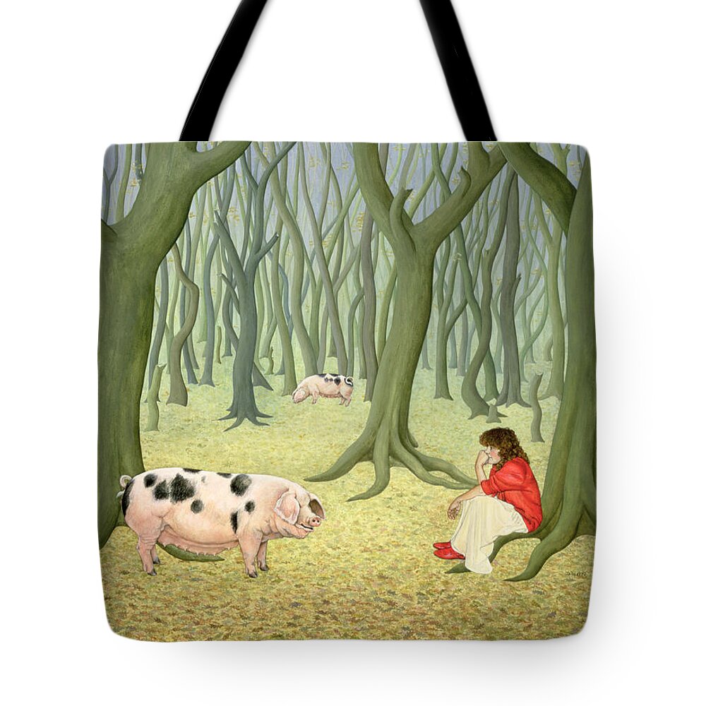 Pig Tote Bag featuring the painting Roots by Ditz
