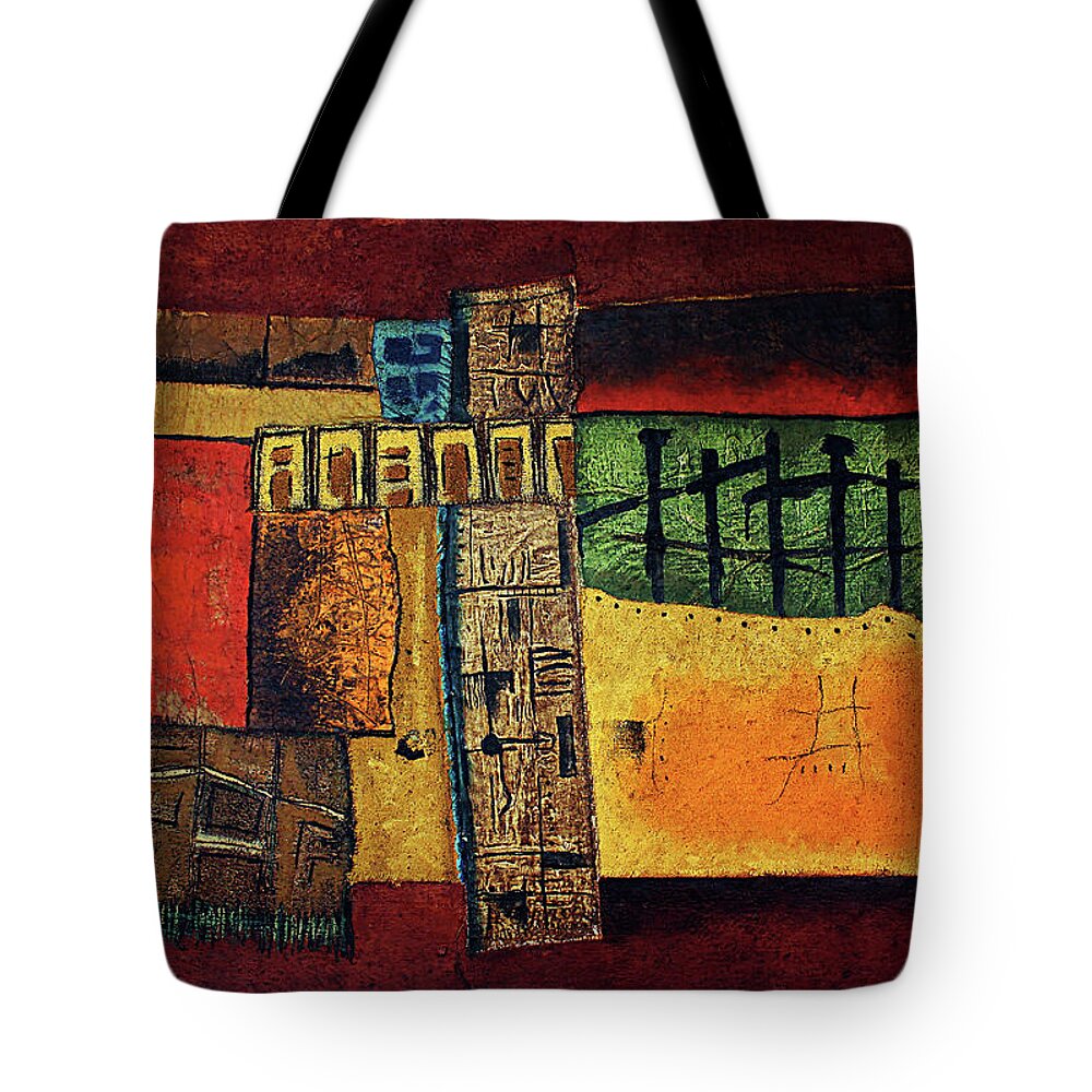 Abstract Tote Bag featuring the painting Roots by Michael Nene
