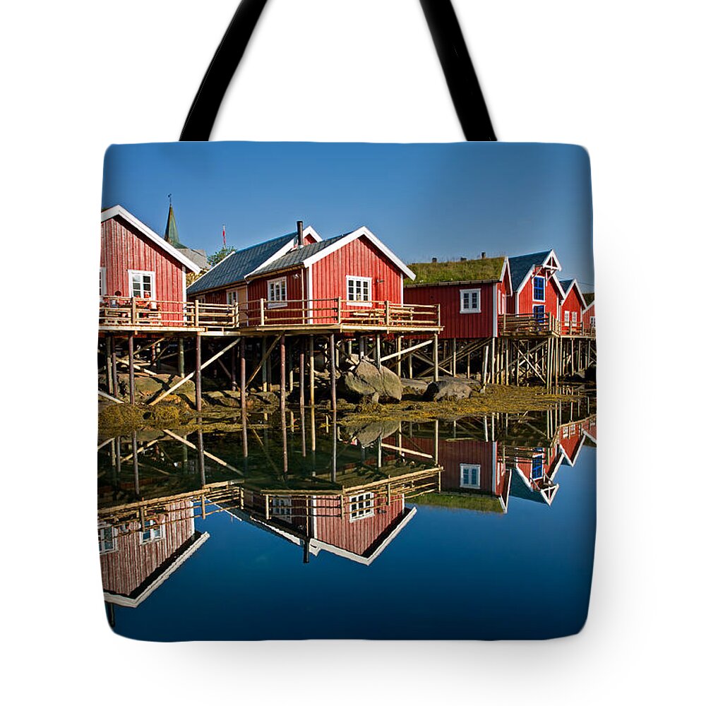 Rorbus Tote Bag featuring the photograph Rorbus in Reine by Aivar Mikko
