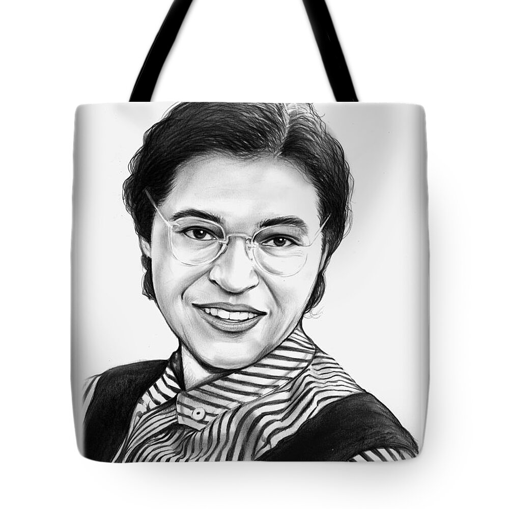 Rosa Parks Tote Bag featuring the drawing Rosa Parks by Greg Joens