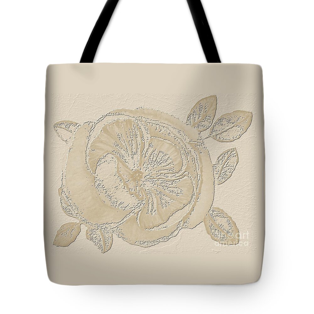 Mixed Medium Tote Bag featuring the digital art Rose Fossil by Delynn Addams