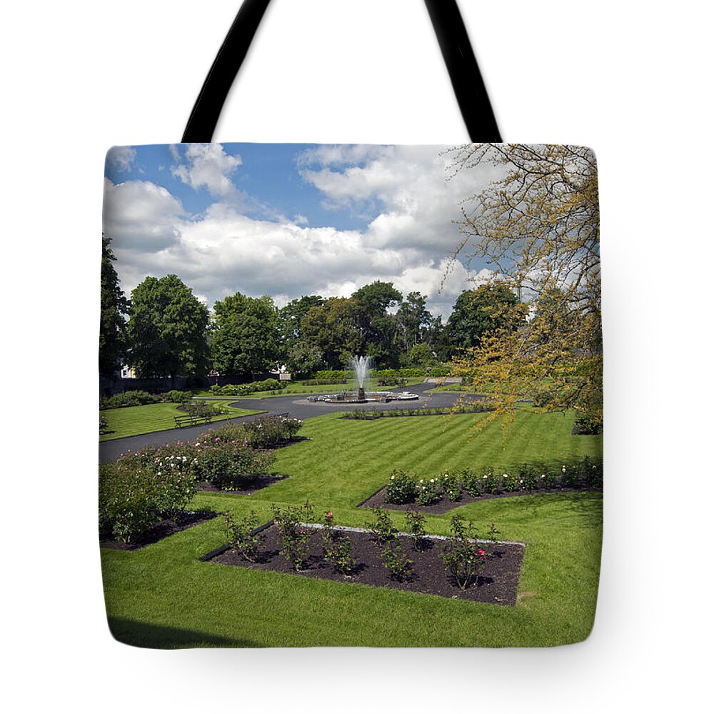 Rose Tote Bag featuring the photograph Rose Garden at Kilkenny Castle by Cindy Murphy - NightVisions 