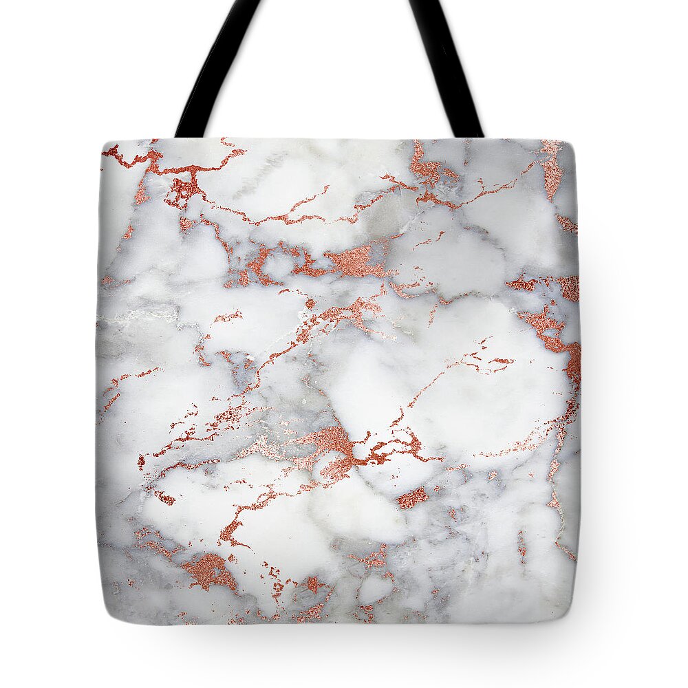 Rose Gold Tote Bag featuring the digital art Rose Gold Marble 3 by Suzanne Carter