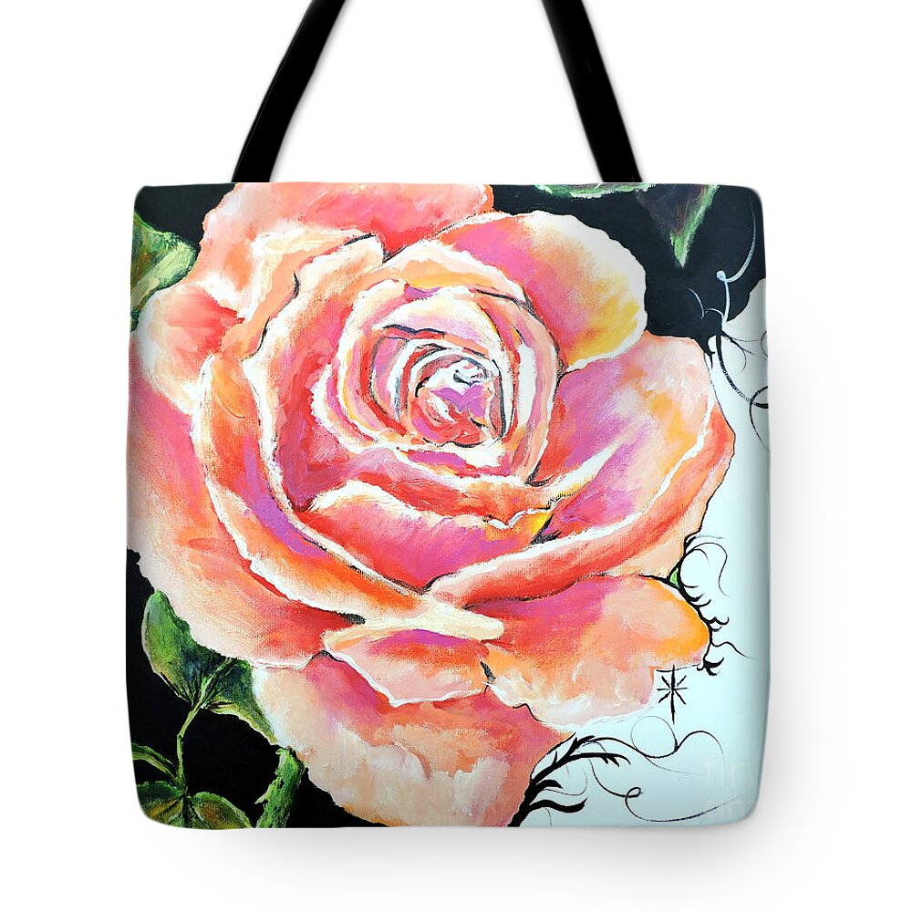 Flora Tote Bag featuring the painting Rose by Jodie Marie Anne Richardson Traugott     aka jm-ART