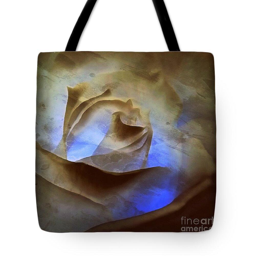 Rose Tote Bag featuring the mixed media Rose - Night Visions by Janine Riley