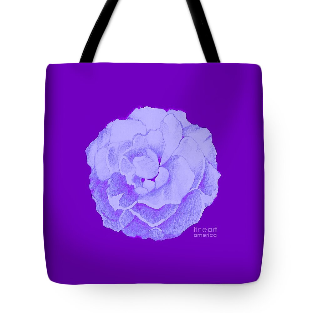 Rose Tote Bag featuring the digital art Rose On Purple by Helena Tiainen