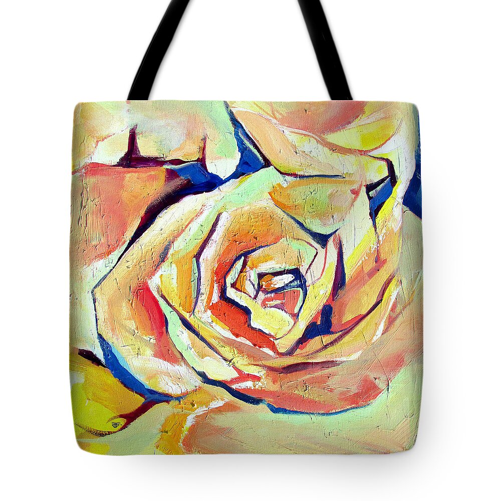 Florals Tote Bag featuring the painting Rose Sun by John Gholson