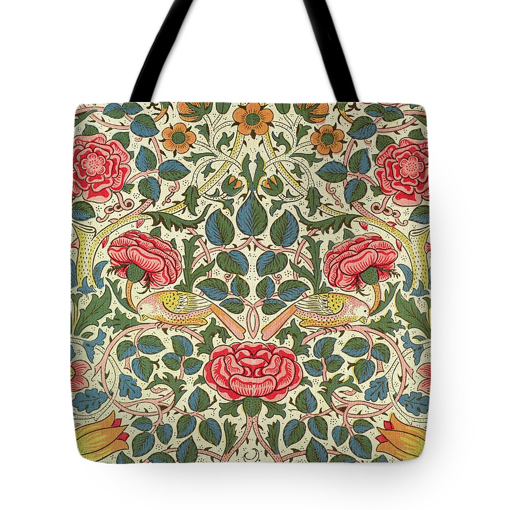 Arts And Crafts Movement Tote Bag featuring the tapestry - textile Rose, 1883 by William Morris